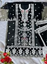 Organza Black Eid Wear Embroidery Work Pakistani Suit